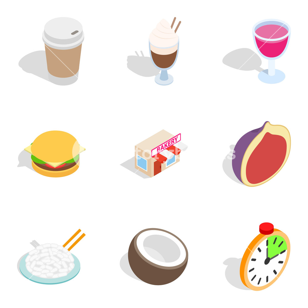 1000x1000 Bakery Cooking Icons Set Isometric Set Of Bakery Cooking Vector