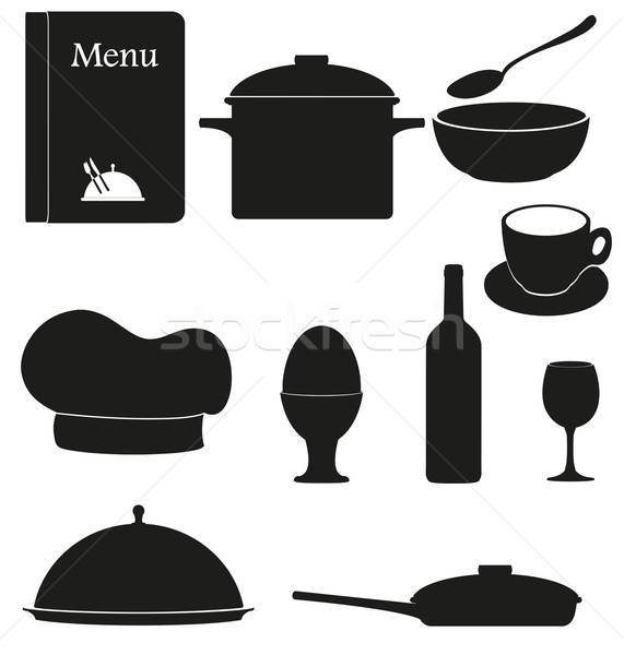571x600 Set Kitchen Icons For Restaurant Cooking Vector Illustration Bla