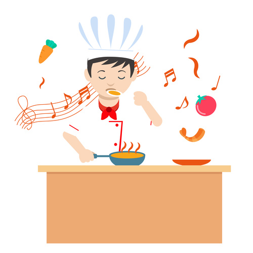 500x500 Cartoon Hand Drawn Chef Cooking Vector Illustration Free Download