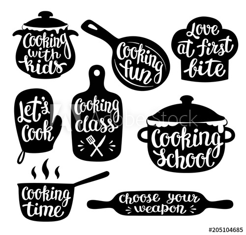 500x478 Collection Of Cooking Label Or Logo Hand Written Lettering