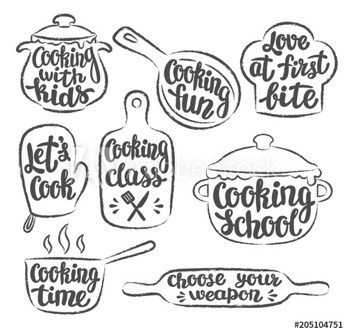 500x478 Collection Of Grunge Contoured Cooking Label Or Logo Hand Written