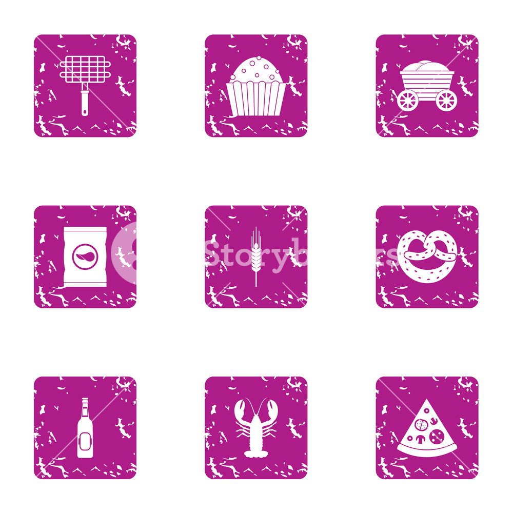 1000x1000 Cookout Icons Set Grunge Set Of Cookout Vector Icons For Web