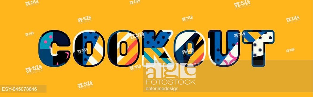 1050x328 The Word Cookout Concept Written In Colorful Abstract Typography