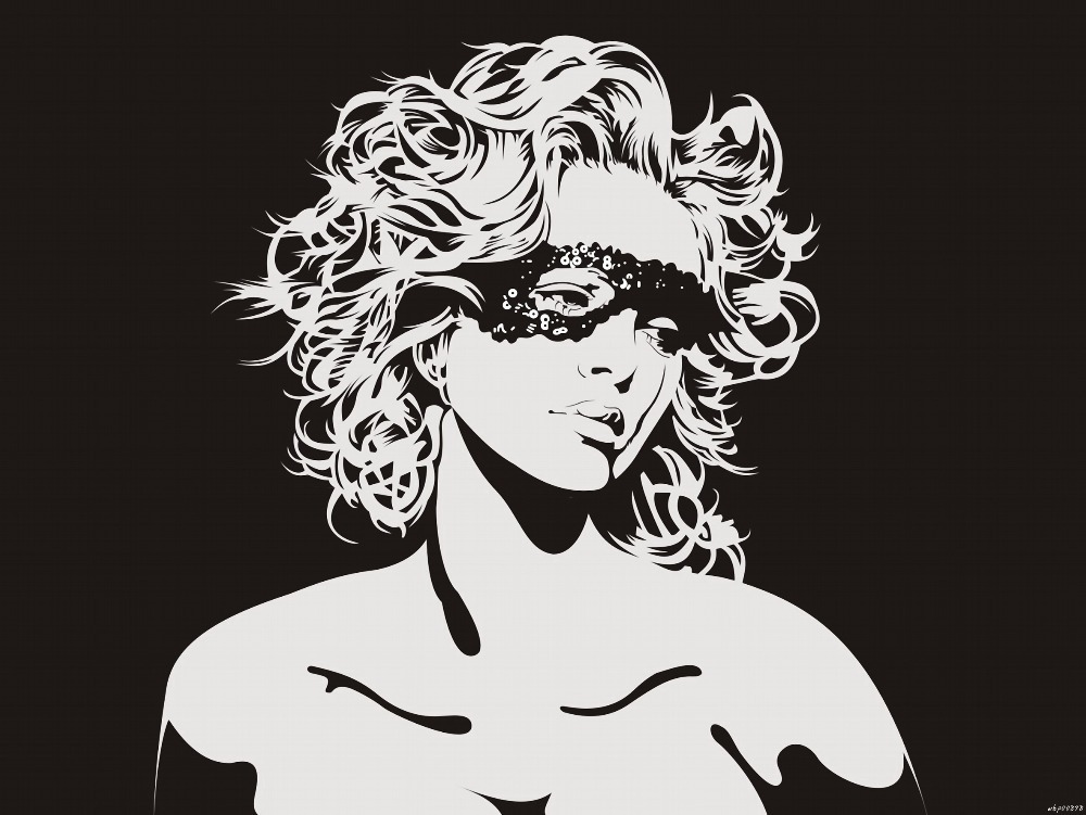 1000x751 Horny Girl Bw Cool Vector Art Style Huge Print Poster Txhome