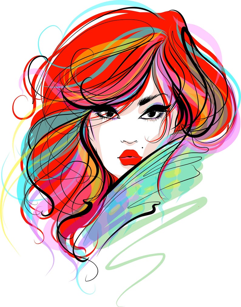 794x1013 Cute Girl Women Clipart Vector Images Misterious Cool Etsy