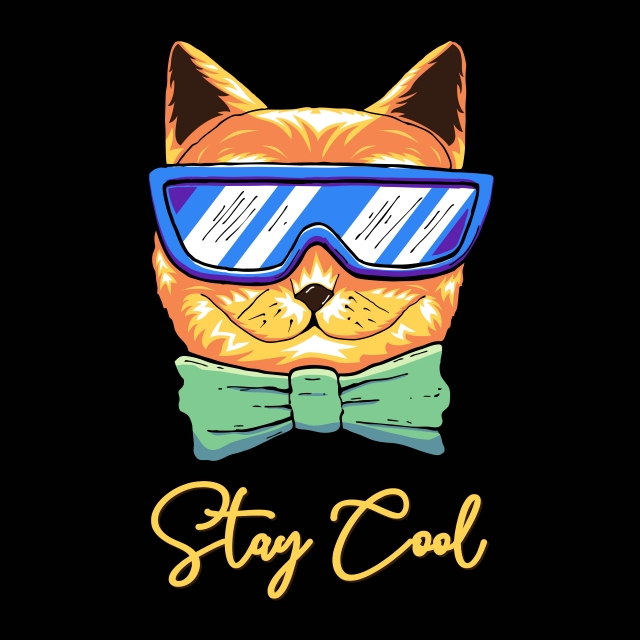 640x640 Cool Cat Slogan And Face Cat Vector, Poster, Vintage, Hand Png