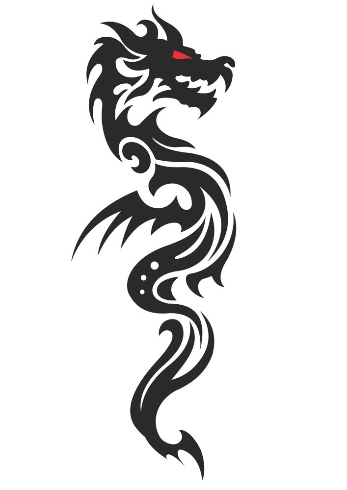 707x1000 Cool Tribal Dragon Tattoo Design Vector Free Vector Cdr Free