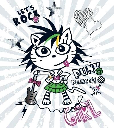 400x450 Cool Girl Designs Punk Cat Cute Vector Design For Clothes Teenage