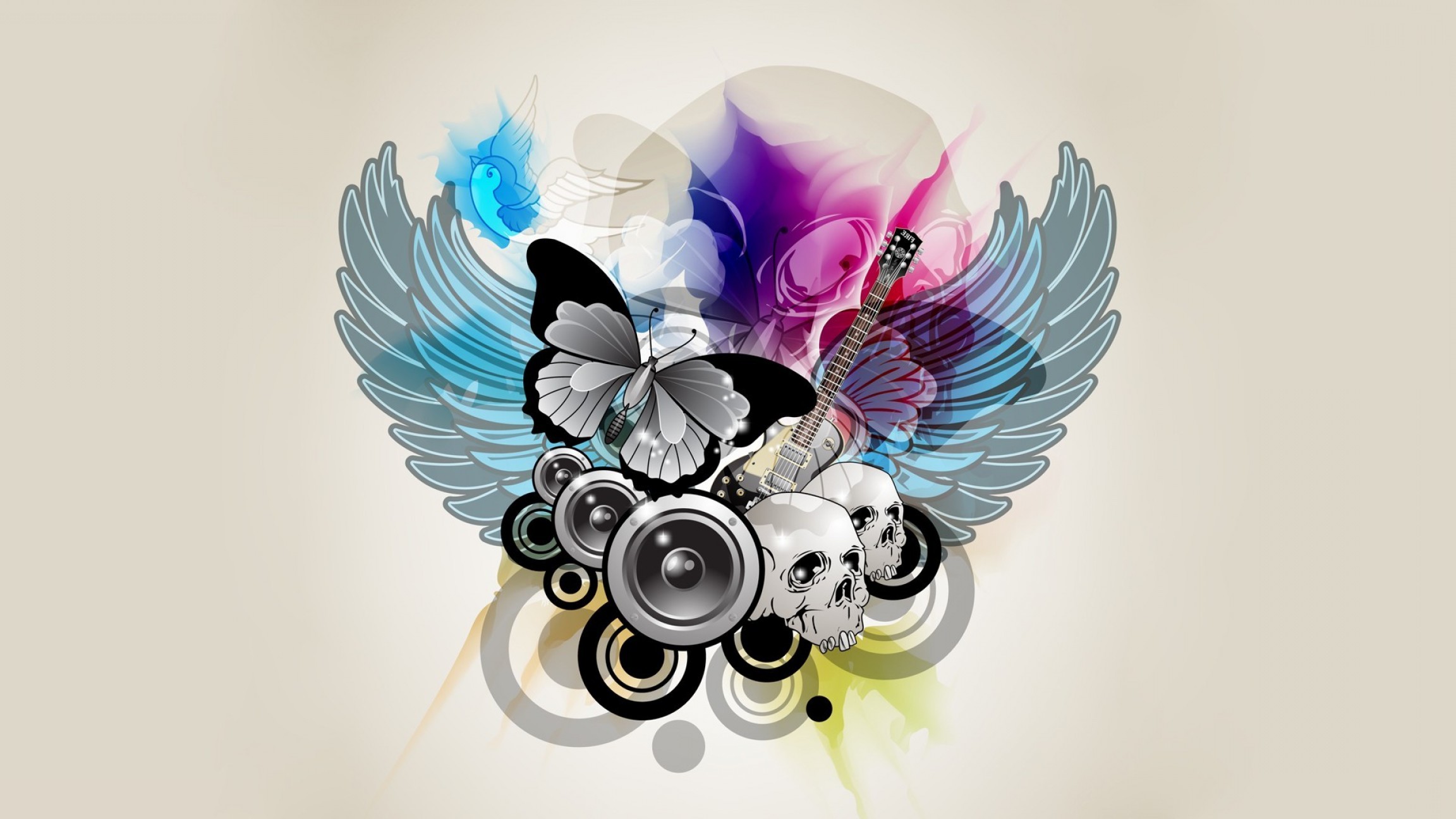 2304x1296 Grunge Vector Graphic Art Musical Graphics Beige Background