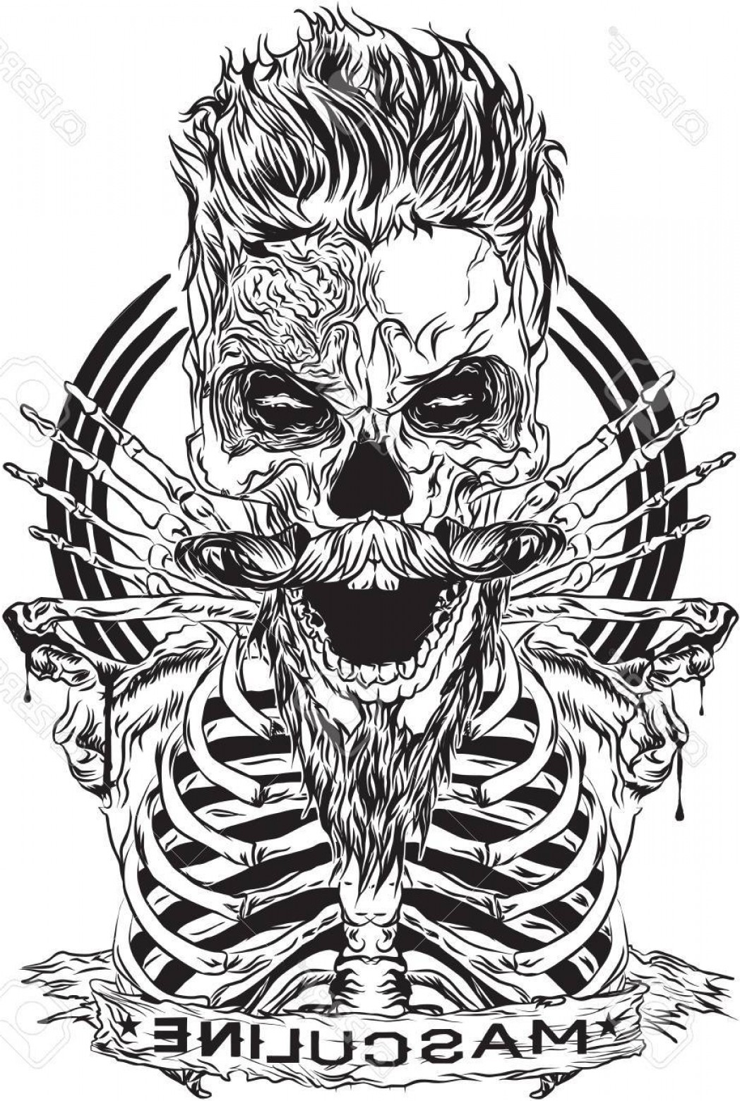 Photostock Vector Designs Depicting The Skull Cool Hair A Beard 1048x1560 Photostock Vector Designs Depicting The Skull Cool Hair A Beard