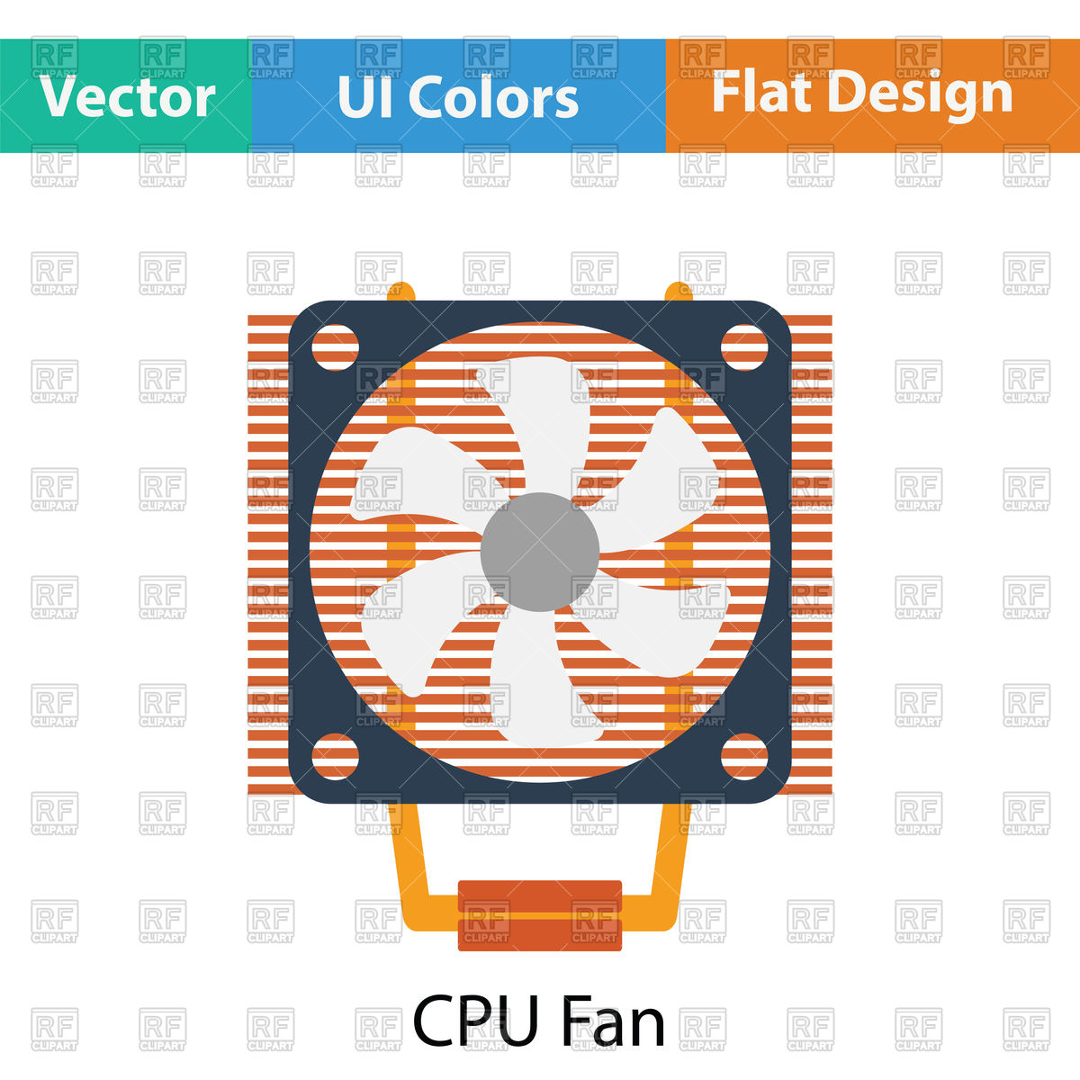 1200x1200 Orange Cpu Cooler Icon, Flat Color Design Vector Image Of Objects