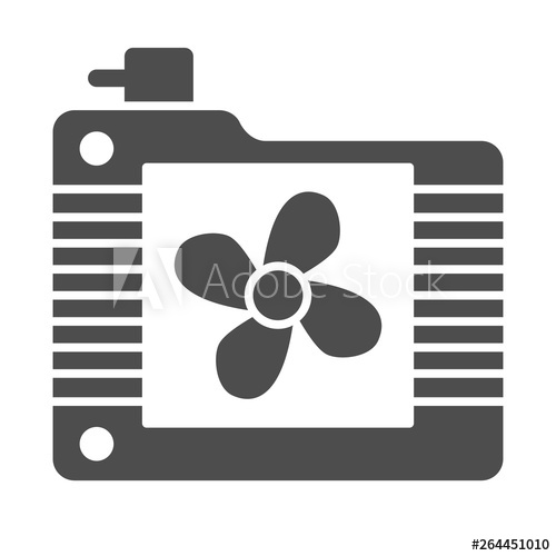500x500 Radiator Fan Solid Icon Cooler Vector Illustration Isolated