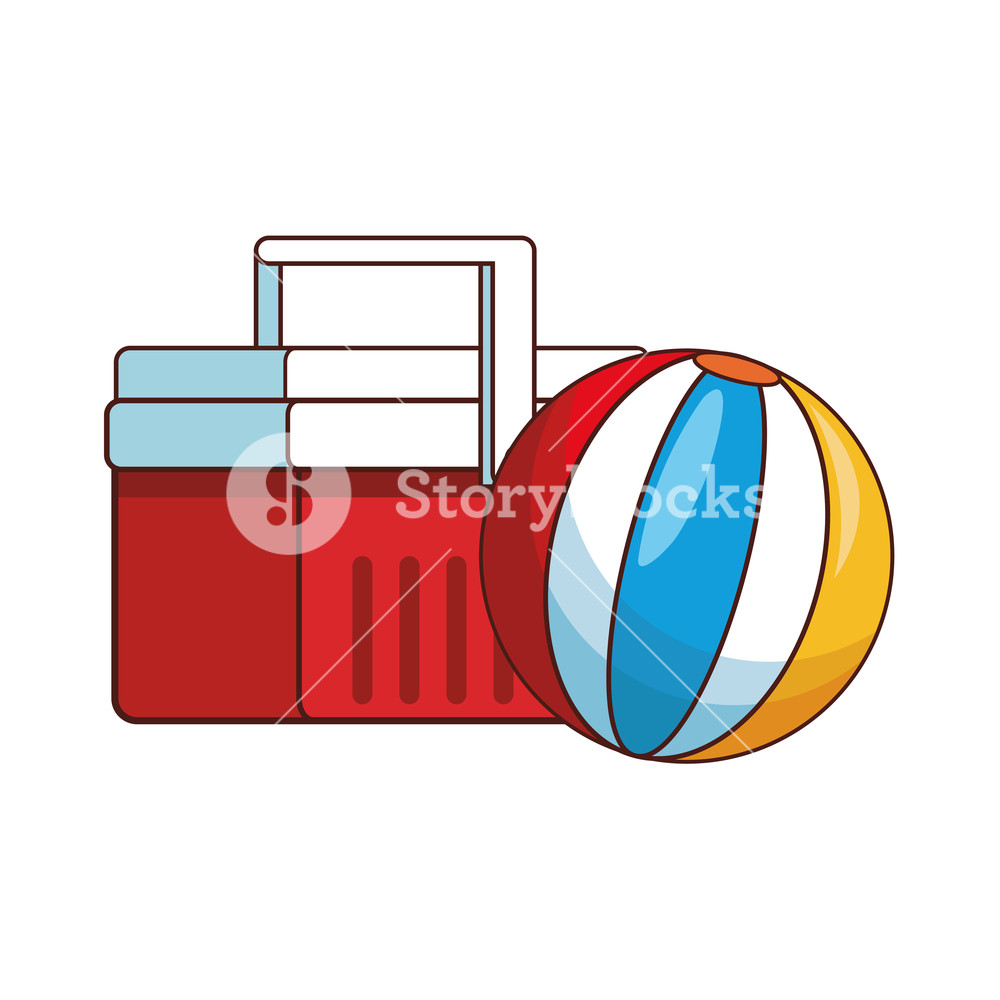 1000x1000 Summer Beach Ball And Cooler Vector Illustration Graphic Design