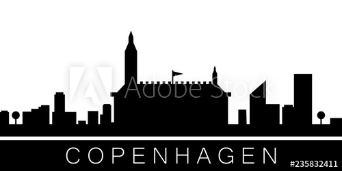 500x250 Copenhagen Detailed Skyline Vector Postcard Illustration