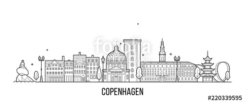 500x211 Copenhagen Skyline Denmark Vector City Line Style Stock Image