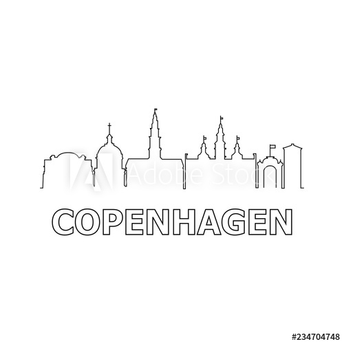 500x500 Copenhagen Skyline And Landmarks Silhouette Black Vector Icon