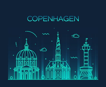 450x373 Copenhagen Skyline Detailed Silhouette Trendy Vector Illustration