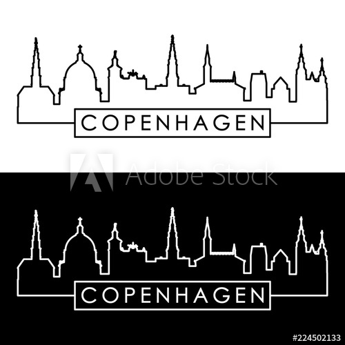 500x500 Copenhagen Skyline Linear Style Editable Vector File