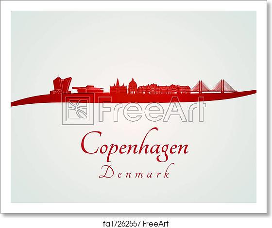 560x470 Free Art Print Of Copenhagen Skyline In Red Copenhagen Skyline
