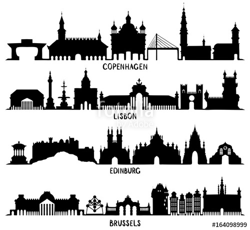 500x459 Copenhagen, Lisbon, Edinburgh And Brussels Stock Image