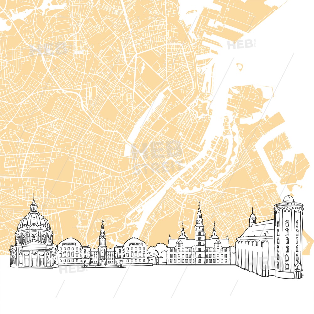 1000x1000 Copenhagen Denmark Skyline Map Hebstreits Sketches