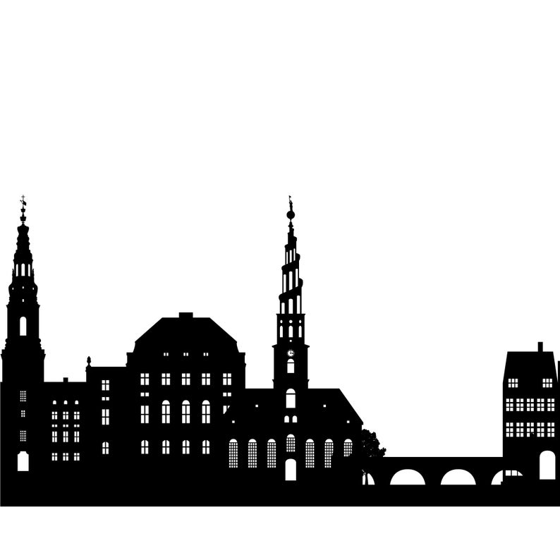 794x794 Copenhagen Skyline Printable Black White Wall Art Etsy