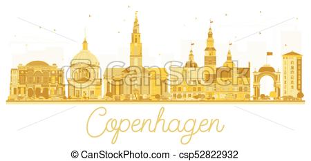 450x233 Copenhagen Denmark City Skyline Golden Silhouette Vector