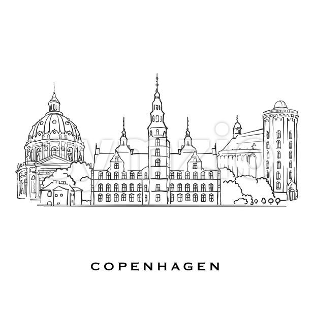 620x620 Copenhagen Denmark Famous Architecture Vector Illustration