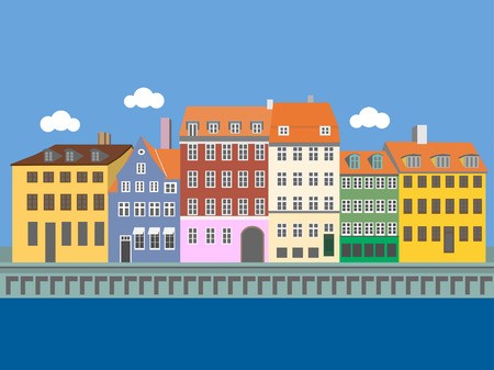 450x337 Panoramic View Of Nyhavn Harbor, Copenhagen, Denmark Vector