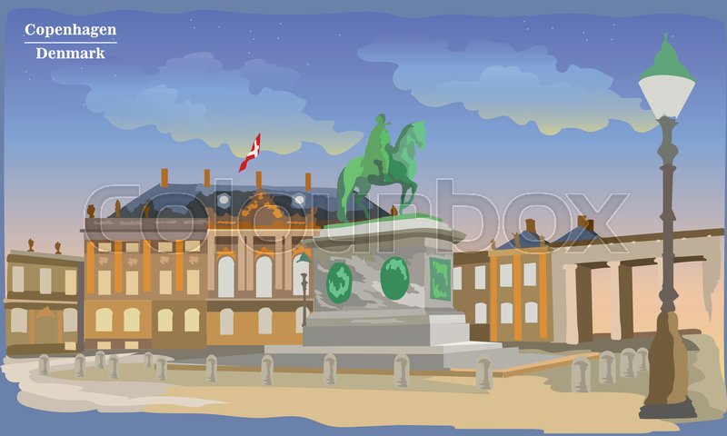 800x480 Cityscape With Amalienborg Square In Stock Vector Colourbox