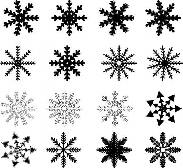 626x576 Copos De Nieve Negros Dibujados Conjunto De Vectores Vector Gratis