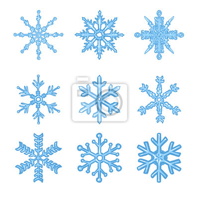 400x400 Vector Conjunto De Copos De Nieve Azul De Dibujos Animados