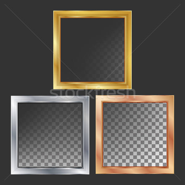600x600 Gold, Silver, Bronze, Copper Metal Frames Vector Square