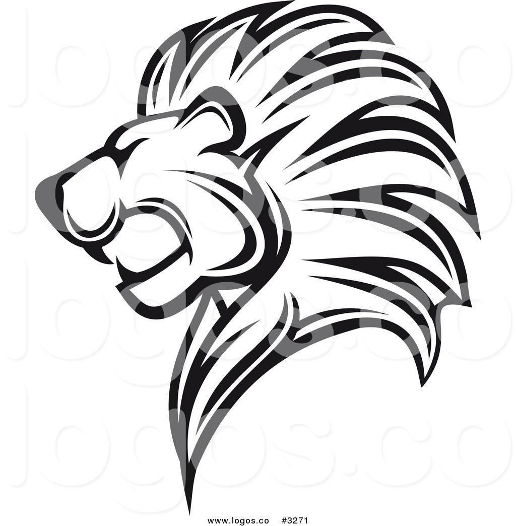 1024x1044 Royalty Free Vector Of A Black And White Lion Head Profile Logo
