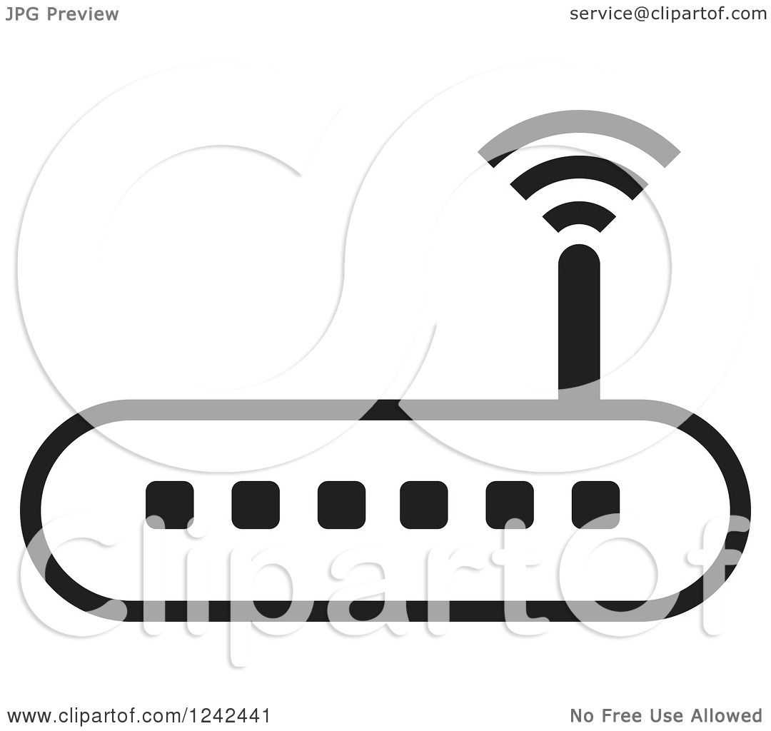 Clipart Of A Black And White Wireless Router 1080x1024 Clipart Of A Black And White Wireless Router