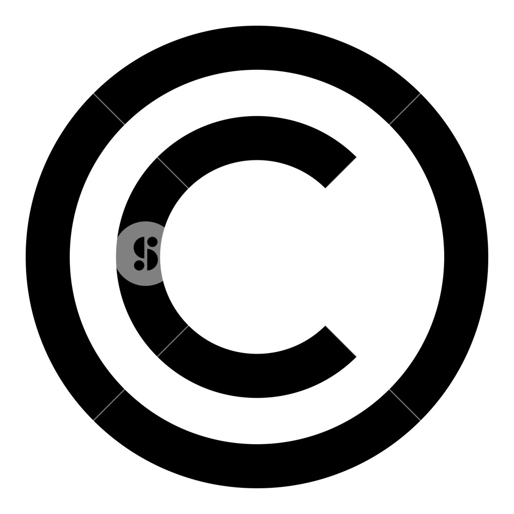 1000x1000 Copyright Symbol Icon Black Color Vector Illustration Flat Style