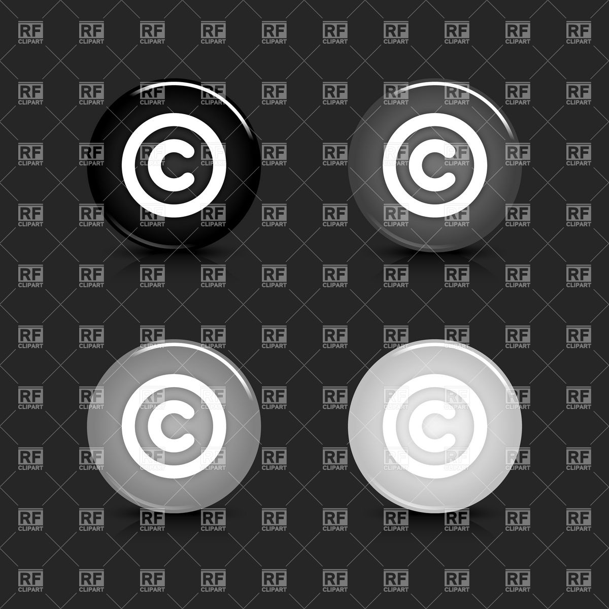 1200x1200 Gray Round Buttons With Copyright Symbol Vector Image Of Signs