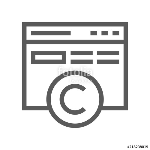 500x500 Digital Law, Copyright Vector Flat Line Icon Stock Image