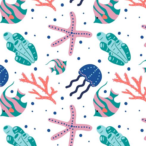 Cute Coral Sea Pattern Vector 490x490 Cute Coral Sea Pattern Vector