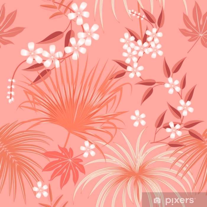 Tropical Vector Seamless Pattern In Living Coral Color Main Trend 700x700 Tropical Vector Seamless Pattern In Living Coral Color Main Trend