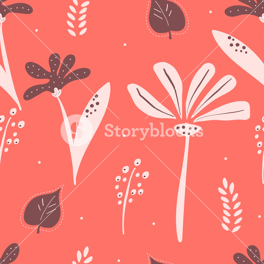 Colorful Floral Seamless Pattern In Living Coral Color Design 1000x1000 Colorful Floral Seamless Pattern In Living Coral Color Design