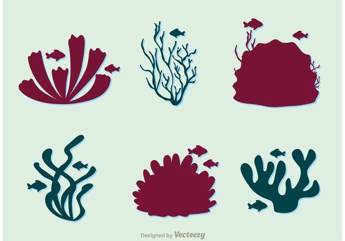 700x490 Silhouette Coral Reef And Fish Vector Pack Paper Cut Fish