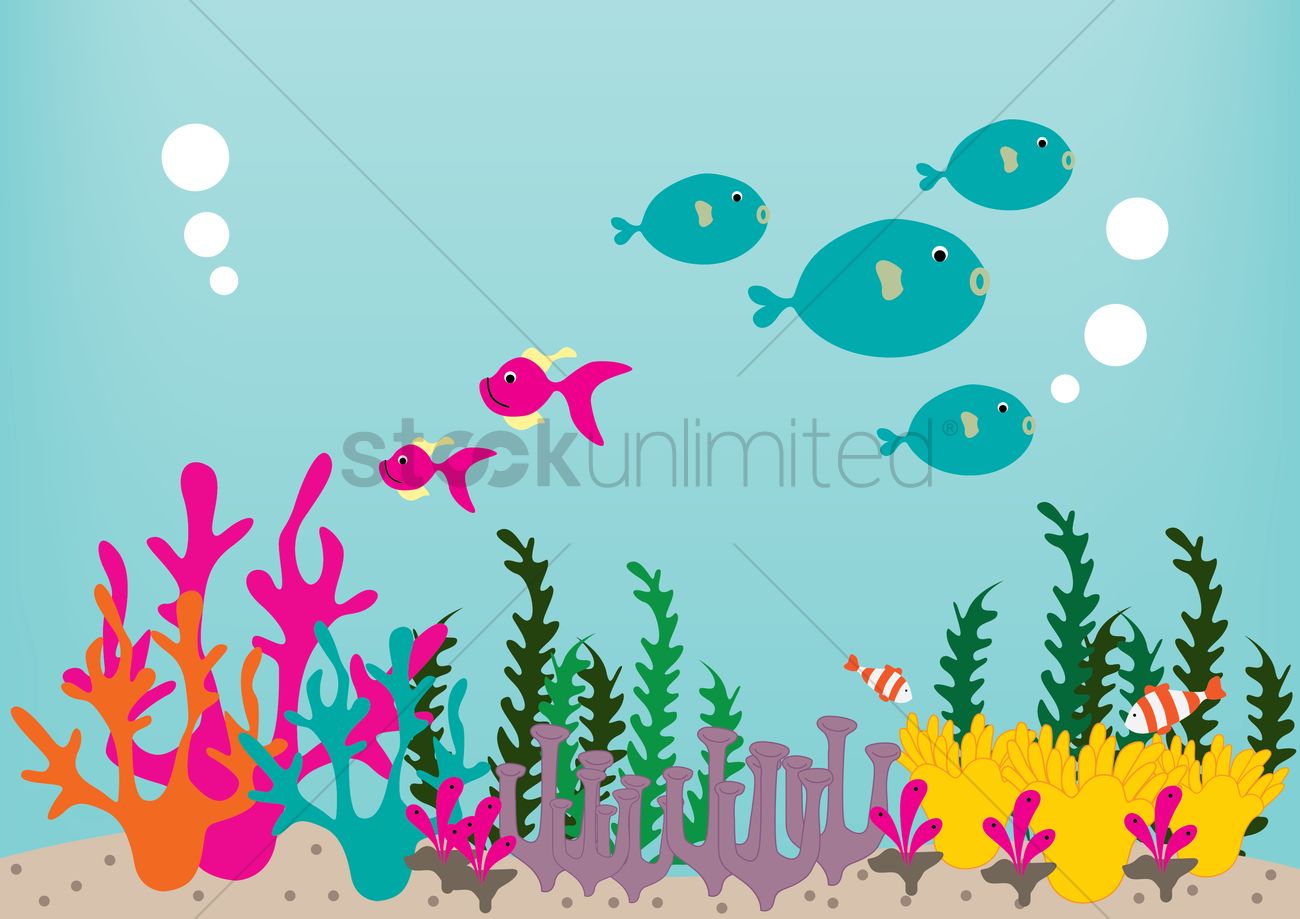 1300x919 Underwater Coral Reef Vector Image