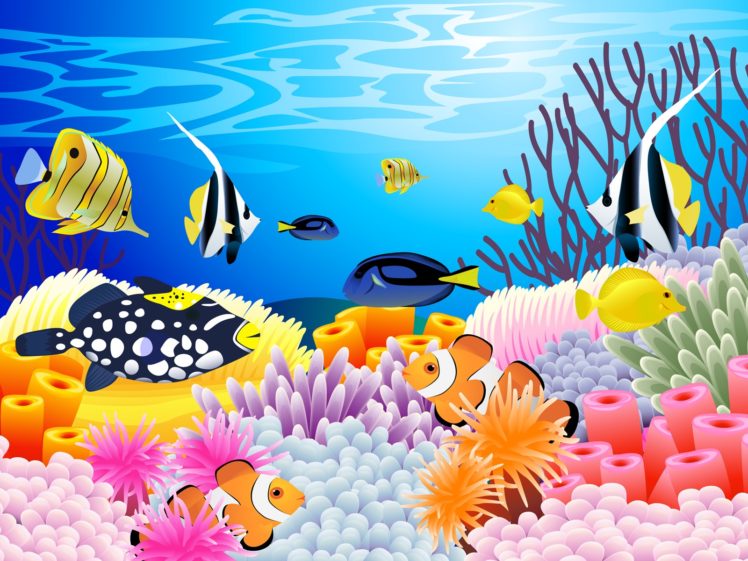 748x561 Art, Vector, Underwater, Ocean, Sea, Color, Tropical, Coral, Reef