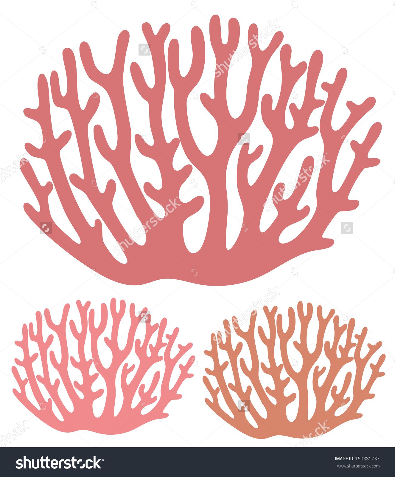 1326x1600 Coral Vector Silhouette Icon Sign Set Sirena