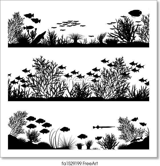 561x581 Free Art Print Of Coral Foregrounds Three Editable Vector Sea