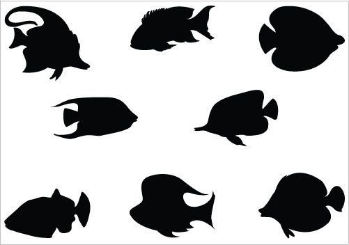 501x352 Coral Fish Silhouette Vector Graphic Clip Art Pack Silhouette