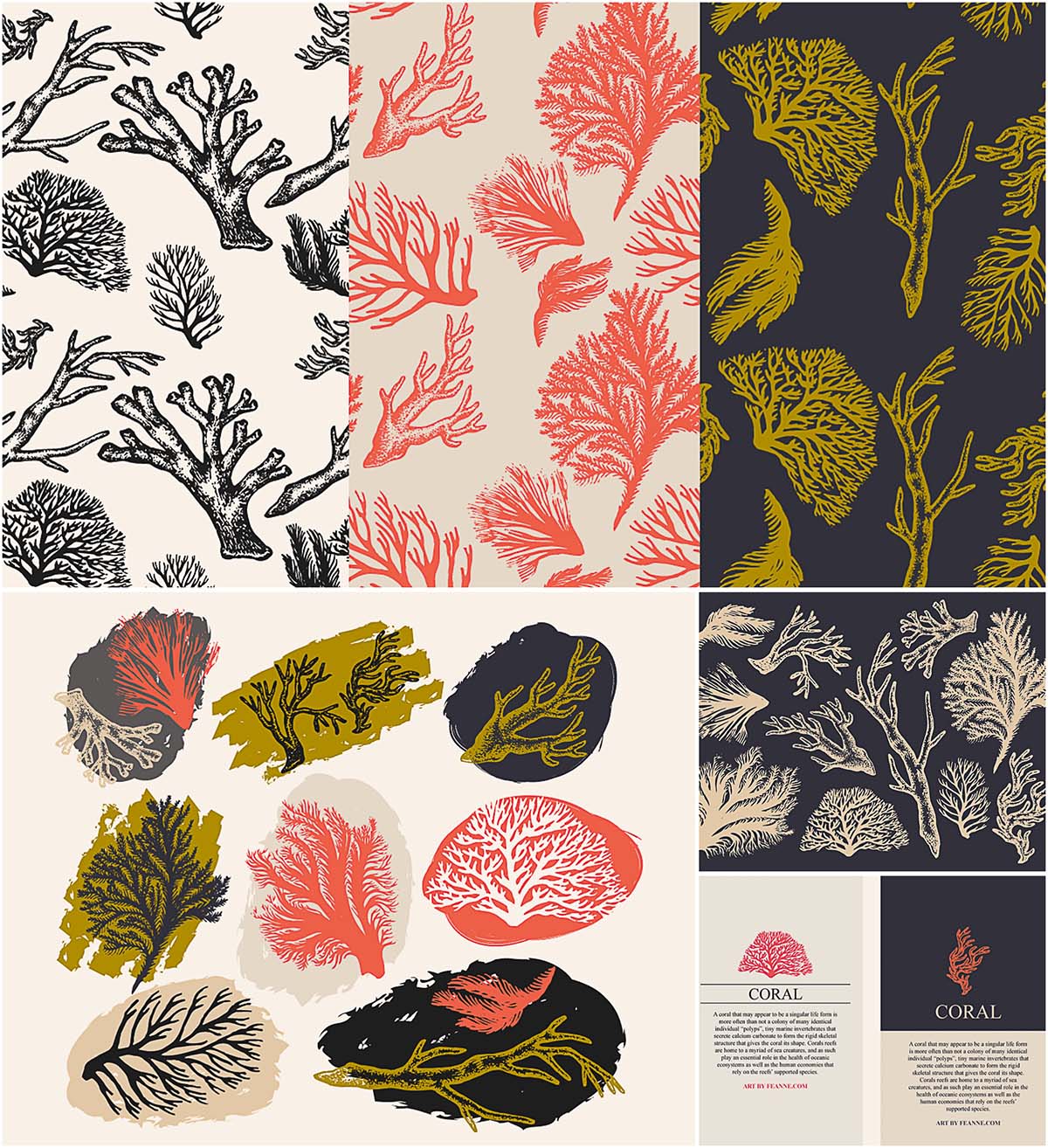 1200x1314 Corals And Seaweed Pattern Set Free Download