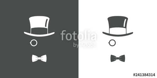 500x250 Icono Plano Con Chistera Y Corbata De Lazo En Gris Y