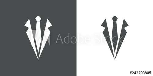 500x250 Icono Plano Con Corbata Y Solapas De Chaqueta En Gris Y Blanco